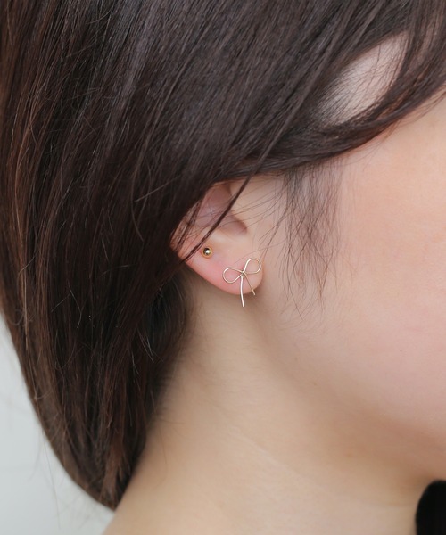 TONE（トネ） ピアス 「Peony/ピオニー」/小ぶり リボンピアスセット 