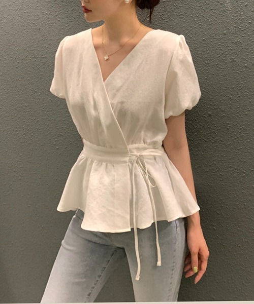 gossip!ロサンゼルス ブラウス シャツ Vネックサイドリボン