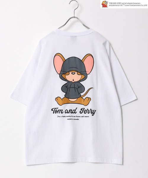 tシャツ Tom and Jerry/トムとジェリー キャラクター ワンポイントロゴ刺繍  バックプリント オーバーサイズ半袖Ｔシャツ レディース メ | ブランド登録なし | 21