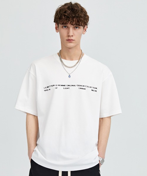 メンズ Tシャツ 英字プリント レタリング サイドライン a1376 tシャツ 「LILBETTER」英字 フロントロゴ Tシャツ メンズ