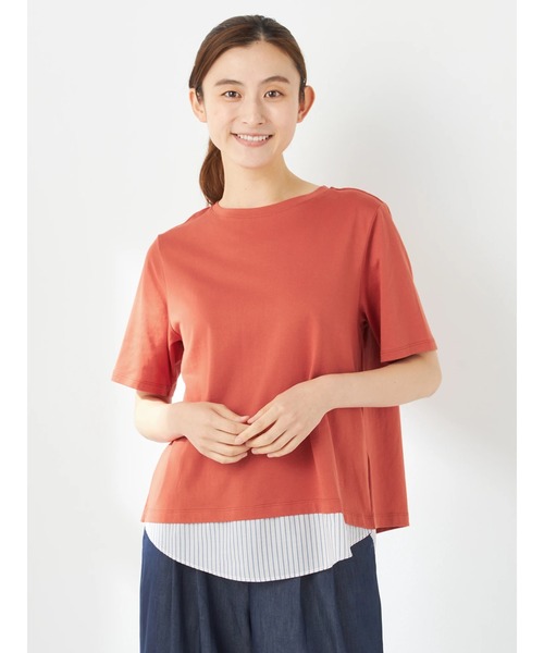 tシャツ 布帛ドッキングTシャツ レディース