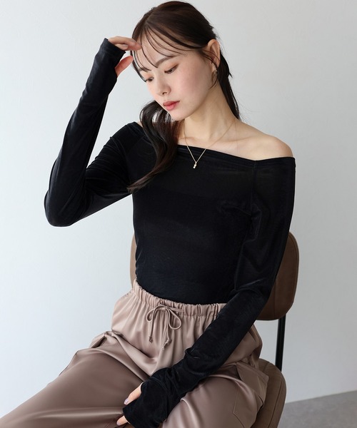 BLUEEAST（ブルーイースト） tシャツ ベロアオフショルTシャツ
