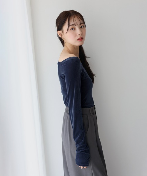 BLUEEAST（ブルーイースト） tシャツ ベロアオフショルTシャツ