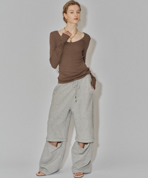 tシャツ Super long sleeve 2way U-neck top/ スーパーロングスリーブ