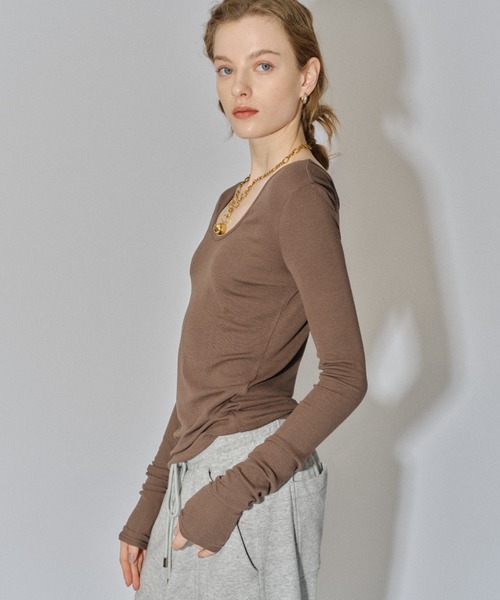 tシャツ Super long sleeve 2way U-neck top/ スーパーロング