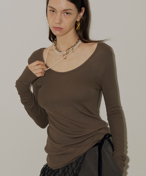 tシャツ Super long sleeve 2way U-neck top/ スーパーロング