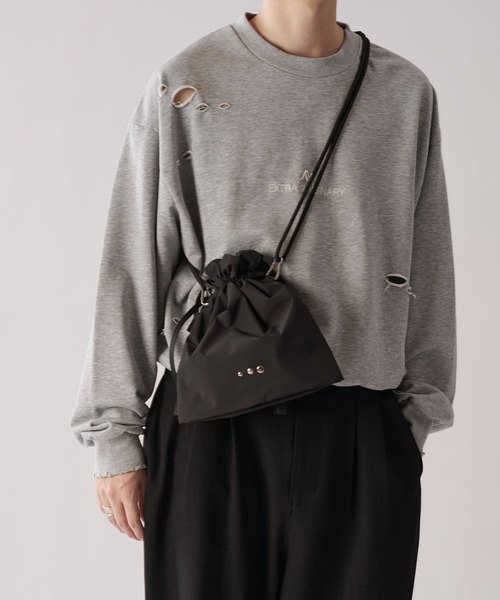 SML Exclusive 巾着ショルダーバッグ チャコールグレー SML ショルダーバッグ 「SML / エスエムエル」Exclusive 巾着
