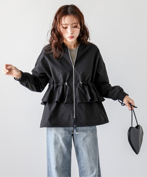 ブルゾン アウター フリルデザインライトブルゾン レディース