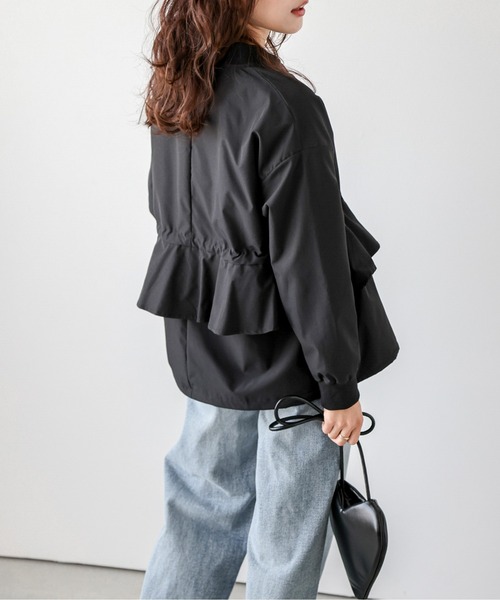 ブルゾン アウター フリルデザインライトブルゾン レディース