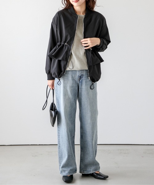 ブルゾン アウター フリルデザインライトブルゾン レディース