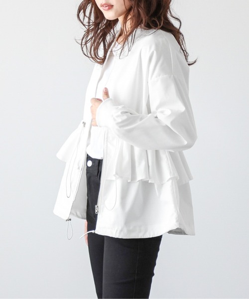 ブルゾン アウター フリルデザインライトブルゾン レディース