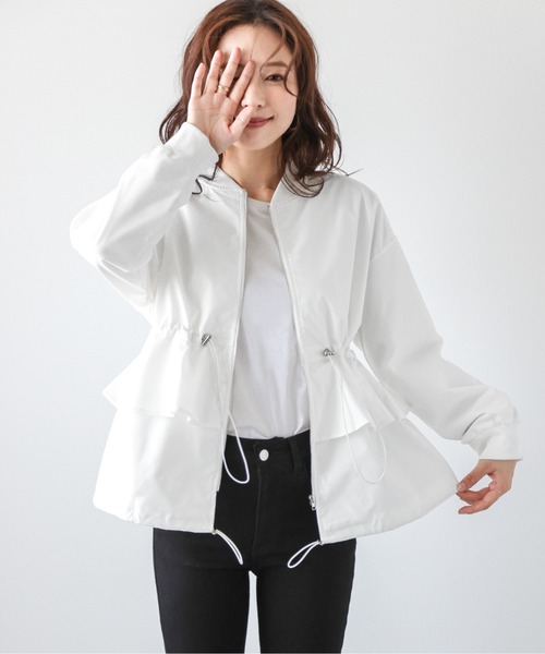 ブルゾン アウター フリルデザインライトブルゾン レディース