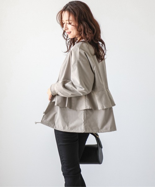 ブルゾン アウター フリルデザインライトブルゾン レディース