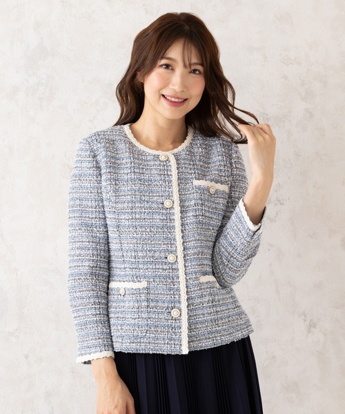 Rose Tiara ジャケット ノーカラージャケット ファンシーツイード調