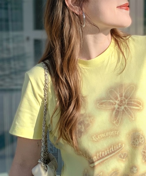 tシャツ 「mily bilet」大人可愛い最旬プリント柄。スプレーライクプリントコンパクトTシャツ（半袖） レディース | mily bilet | 04