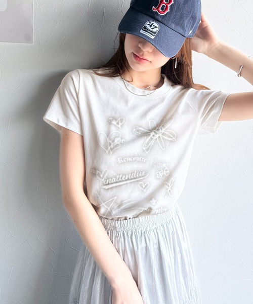 tシャツ 「mily bilet」大人可愛い最旬プリント柄。スプレーライクプリントコンパクトTシャツ（半袖） レディース | mily bilet | 13