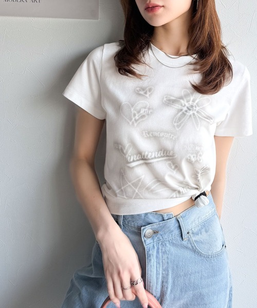 tシャツ 「mily bilet」大人可愛い最旬プリント柄。スプレーライクプリントコンパクトTシャツ（半袖） レディース | mily bilet | 16
