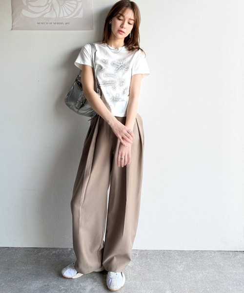 tシャツ 「mily bilet」大人可愛い最旬プリント柄。スプレーライクプリントコンパクトTシャツ（半袖） レディース | mily bilet | 17