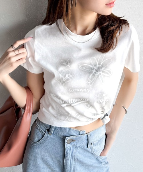 tシャツ 「mily bilet」大人可愛い最旬プリント柄。スプレーライクプリントコンパクトTシャツ（半袖） レディース | mily bilet | 07