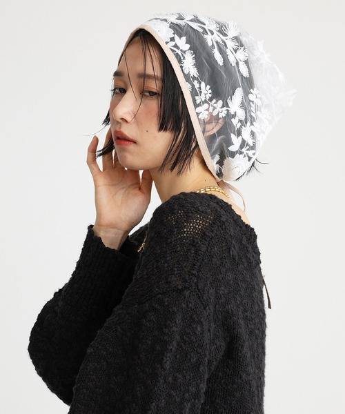 provoke チュールフラワー バブーシュカ provoke＞チュールフラワー バブーシュカ(BLACK)