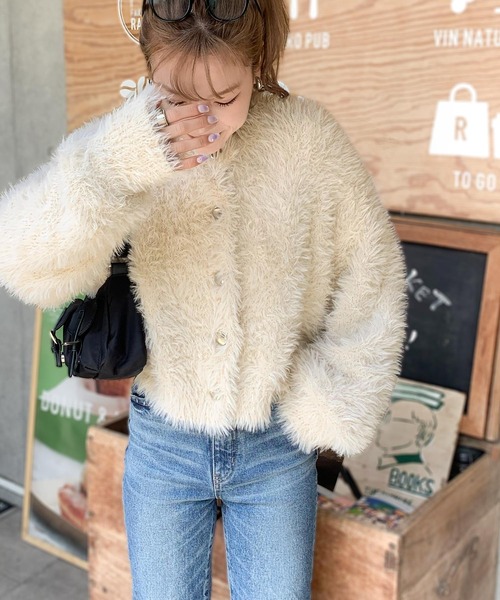 「mily bilet」 ニットカーディガン MEDIUM アイボリー レディース_画像2