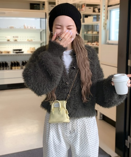 「mily bilet」 ニットカーディガン MEDIUM アイボリー レディース_画像4