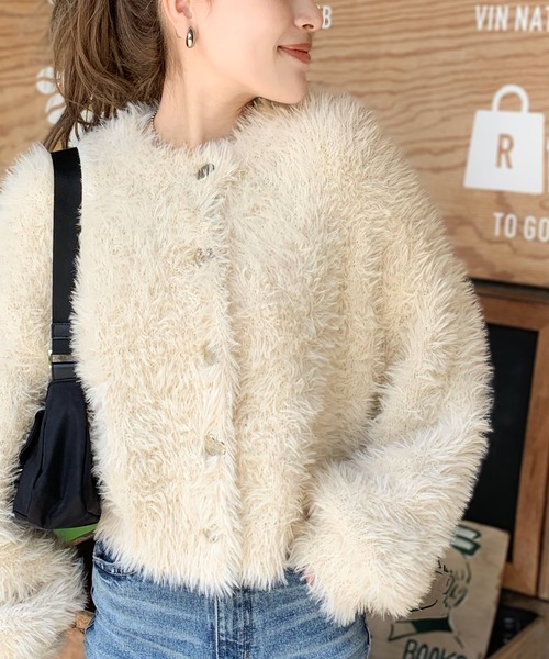 「mily bilet」 ニットカーディガン MEDIUM アイボリー レディース_画像8