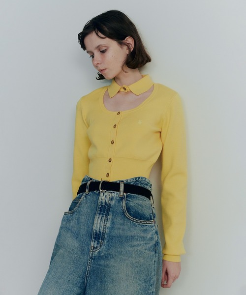 カーディガン Interlock Knit Shirt Neck Cardigan レディース