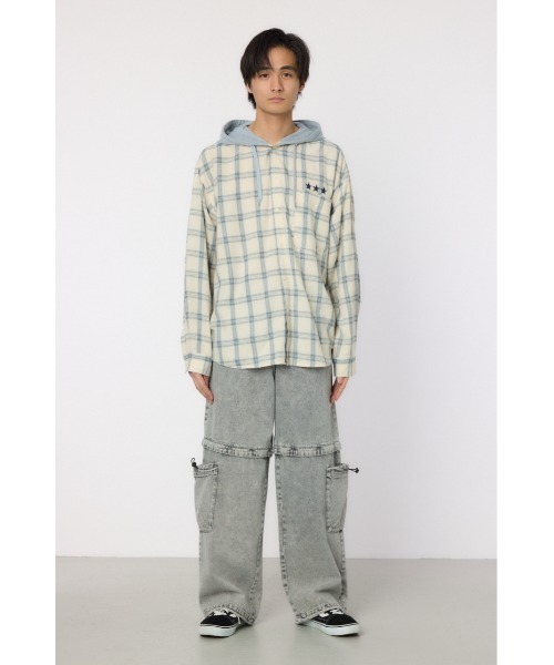 RODEO CROWNS WIDE BOWL シャツ フーデッドチェックシャツ