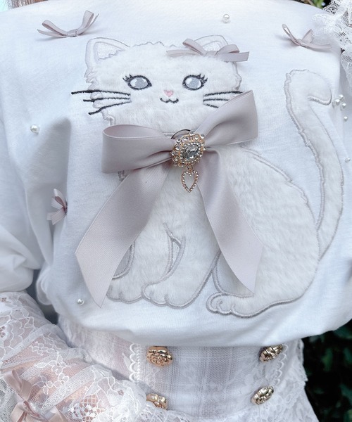 ROJITA tシャツ アームウオーマー付き Ribbon Cat Tシャツ