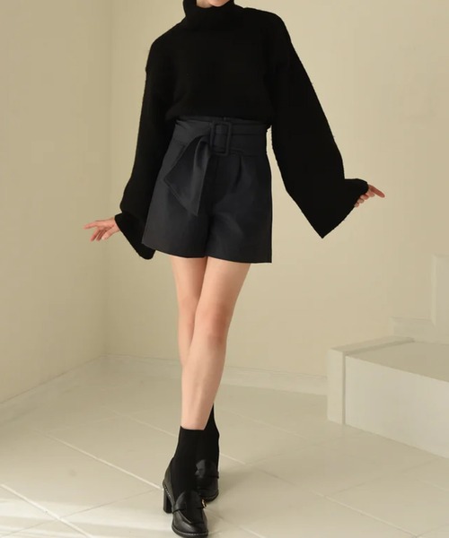 RANCLIC パンツ ビッグベルトショートパンツ レディース