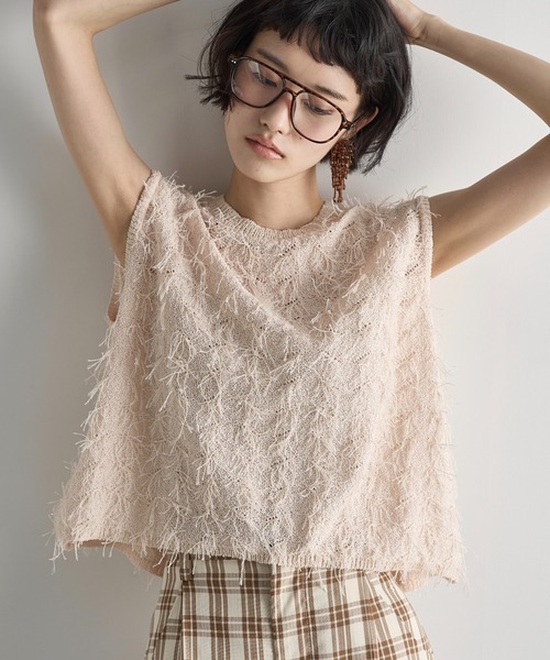 anuke フリンジアイボリーニットノースリーブ UNITED ARROWS LTD. OUTLET｜フリンジ ノースリーブニット