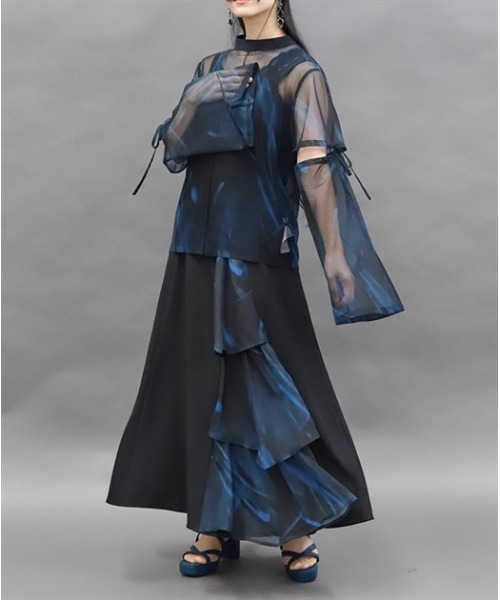 axes femme POETIQUE ジャンパースカート フリル切り替えジャンスカ
