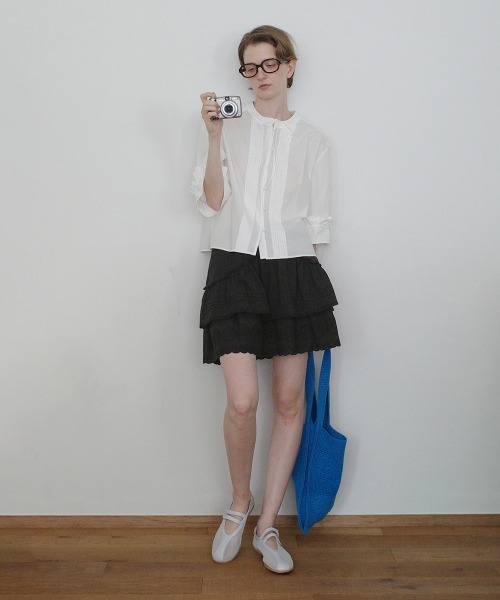 ブラウス シャツ PINTUCK RIBBON  BLOUSE レディース clor ブラウス シャツ PINTUCK RIBBON BLOUSE レディース