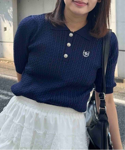 AS KNOW AS（アズノゥアズ） ポロシャツ ポロ ○ワンポイントロゴ刺繍