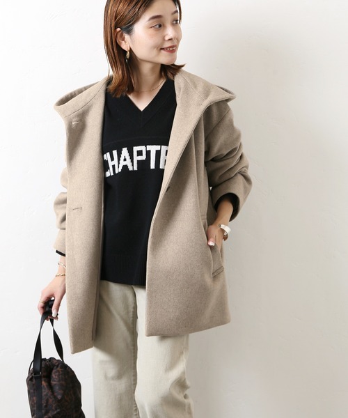 アーバンリサーチドアーズ エアリーウールフードコート 杢GREGE