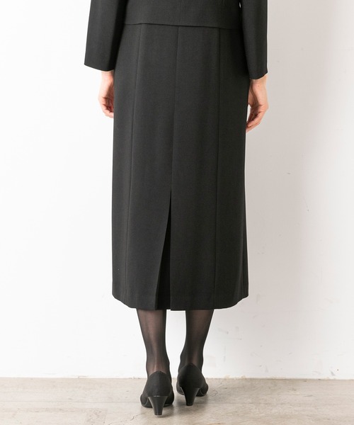 セレモニースーツ セットアップ 「喪服」「前開き」ノーカラージャケット＆セミフレア レディースワンピース「大きいサイズ有」/ブラックフォーマルの画像