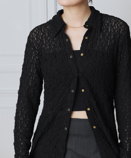ブラウス シャツ IENA LA BOUCLE ストレッチレースシャツ レディース