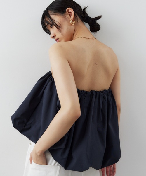 HANNE ブラウス シャツ アシンメトリーヘムバルーントップス 