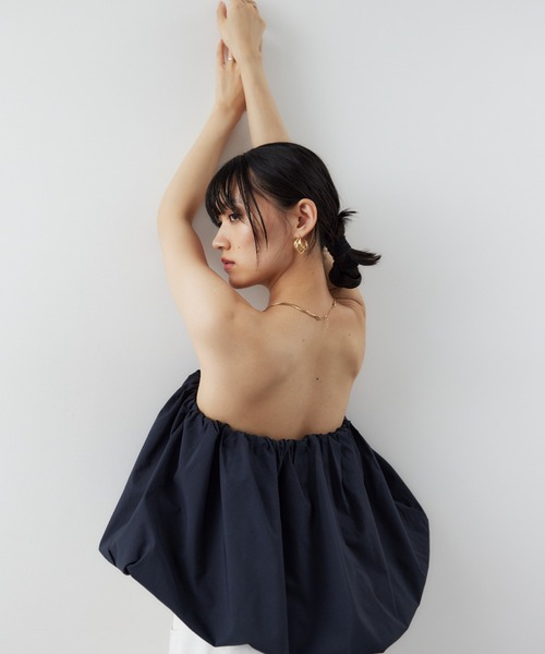 HANNE ブラウス シャツ アシンメトリーヘムバルーントップス 