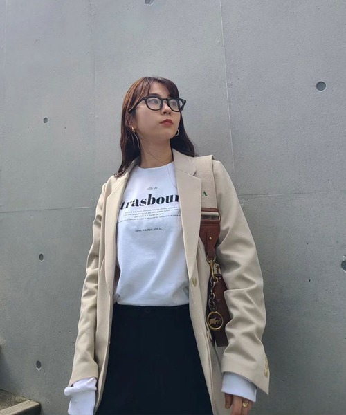 「Riberry」 「GILDAN」長袖カットソー LARGE ホワイト×ブラック レディース