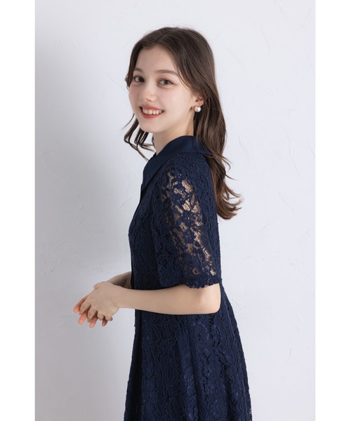 tocco closet ワンピース パール釦パネルライン襟付きレース