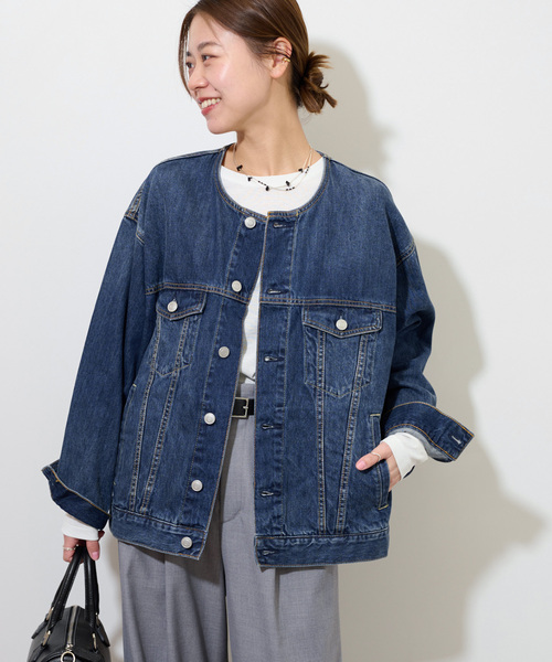 大人気♡ジャーナルスタンダードレリューム　デニムジャケット　ノーカラー　ブルー JOURNAL STANDARD relume 「JOURNAL relume」 デニムジャケット