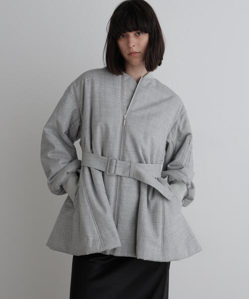 LE PHIL ナイロンウエストベルトパフィージャケット　1度着用美品 LE PHIL（ル フィル） ミリタリージャケット モッズコート サキソニー