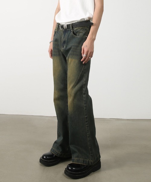 「Ressaca」 加工ブーツカットデニムパンツ L ホワイト メンズ