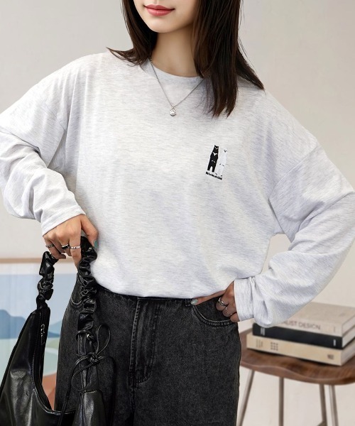 Candlestick tシャツ ゆったり 着やすい ハート レターロゴ 刺繍 ロンT