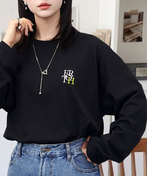 Candlestick tシャツ ゆったり 着やすい ハート レターロゴ 刺繍 ロンT