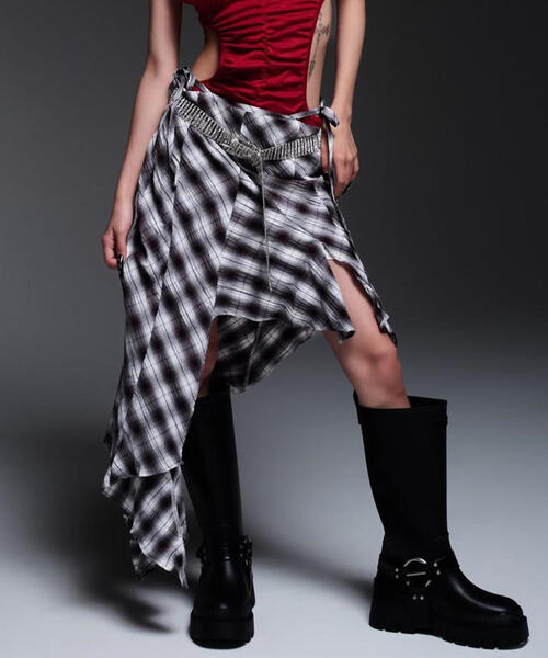 ROYAL FLASH スカート MITSUKI/ミツキ/CHECK ASYMME SKIRT