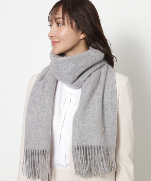 新品 未使用✨️ FURLA 洗えるカシミヤマフラー ストール フリンジ グレー FURLA（フルラ） マフラー ストール カシミヤ100％ 無地 洗える 大判