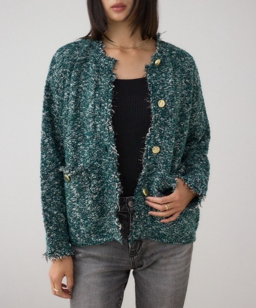 AZUL BY MOUSSY（アズールバイマウジー） カーディガン ツイードライク